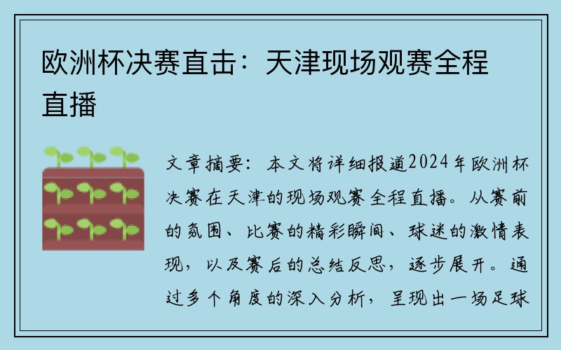 欧洲杯决赛直击：天津现场观赛全程直播